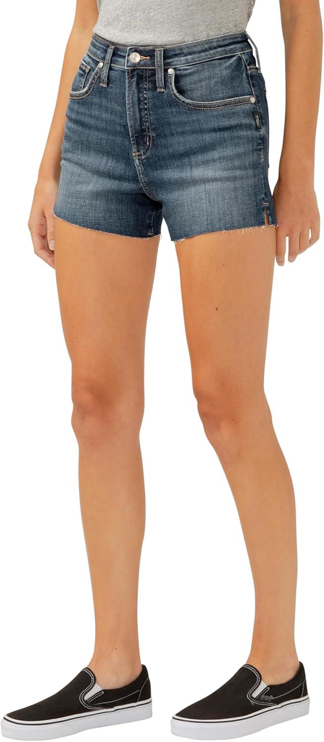 image:imageSilver Jeans Co Womens Beau High Rise ShortLuxe Stretch Dark Indigo