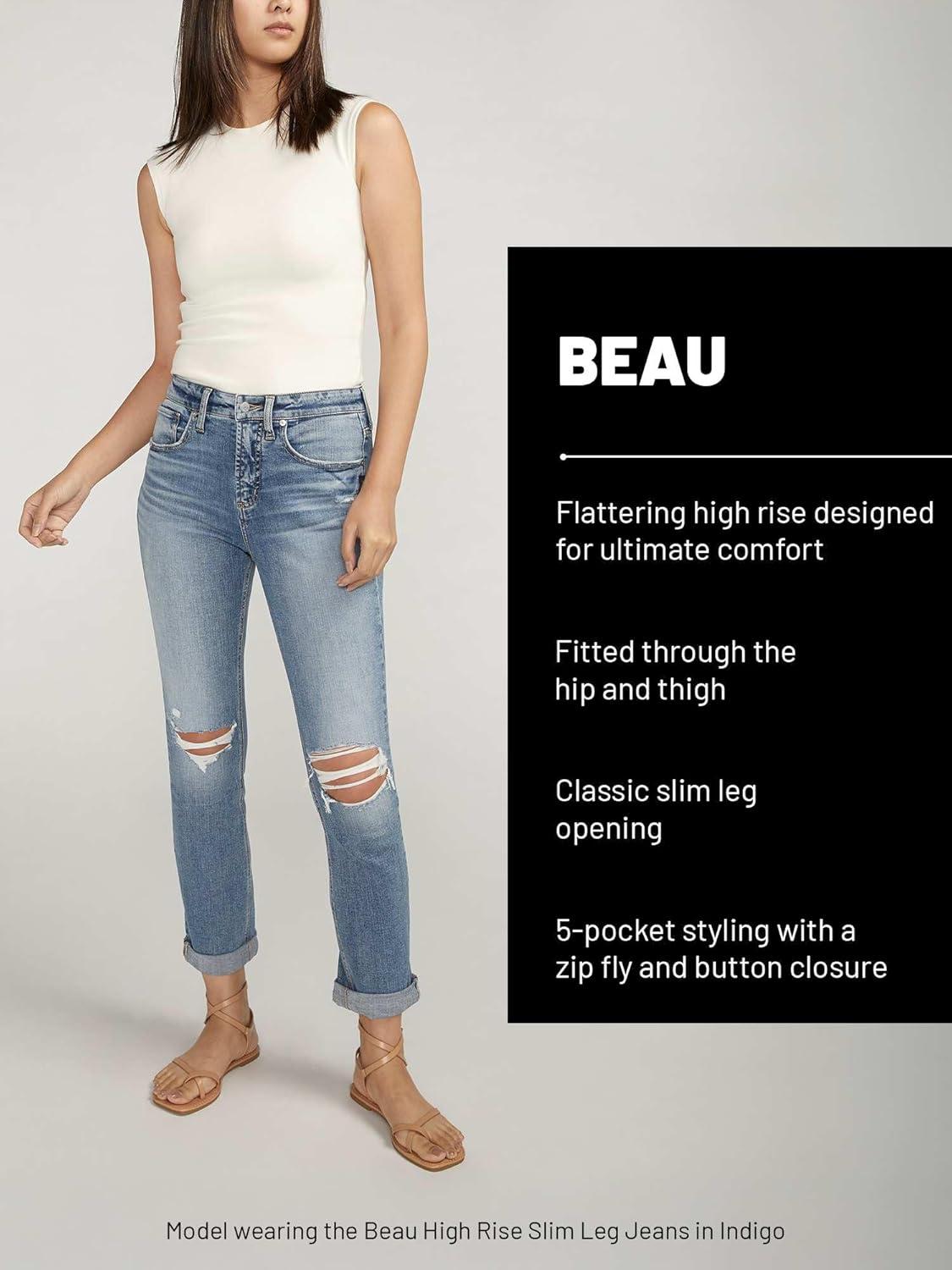 image:imageSilver Jeans Co Womens Beau High Rise Slim Leg JeansMed Wash Sia327