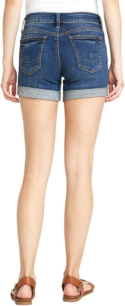 image:imageSilver Jeans Co Womens Boyfriend Mid Rise ShortCuffed Dark Wash