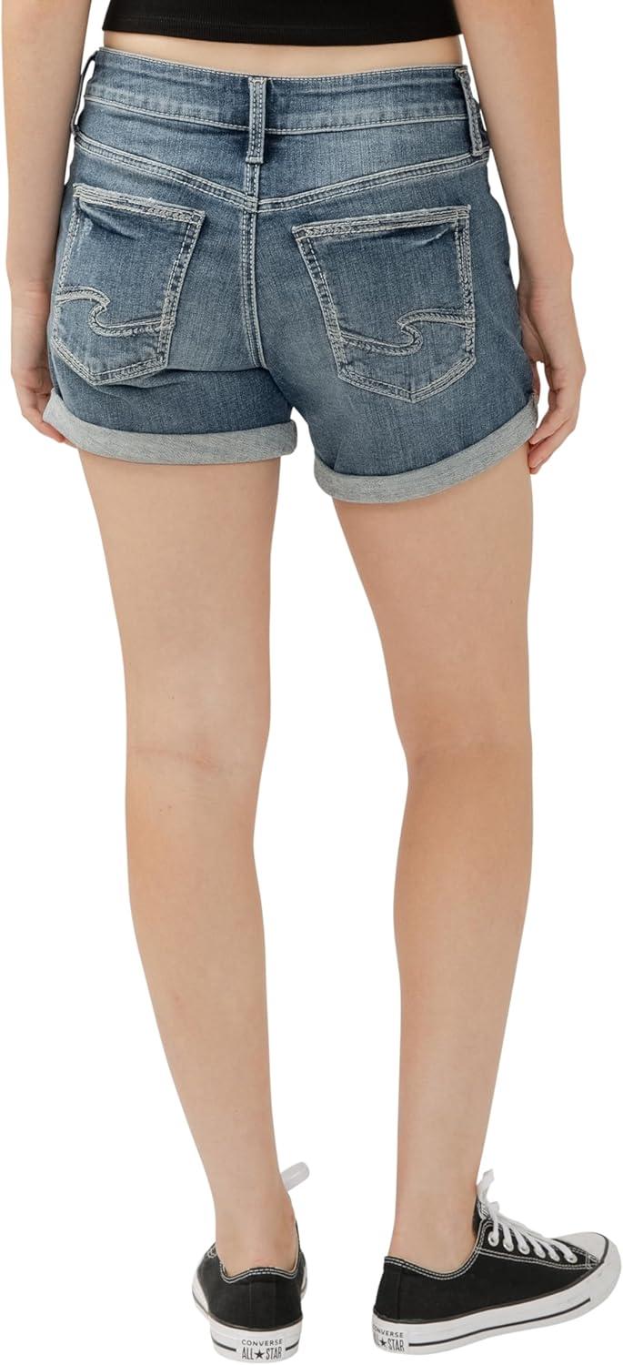 image:imageSilver Jeans Co Womens Boyfriend Mid Rise ShortDark Wash