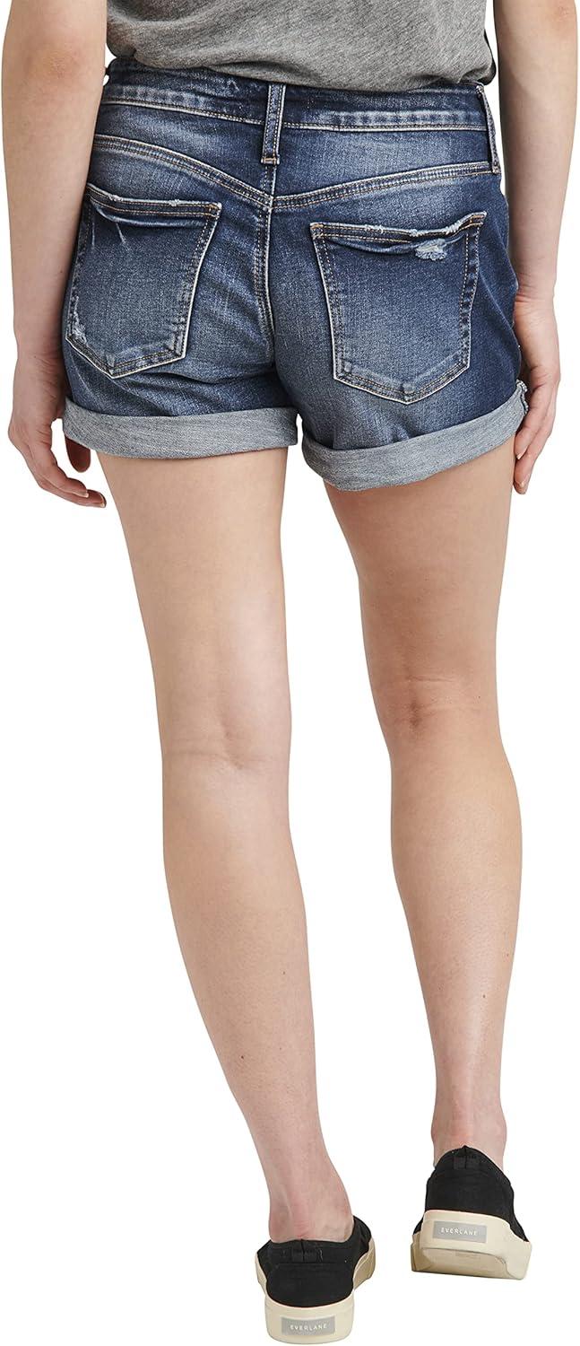 image:imageSilver Jeans Co Womens Boyfriend Mid Rise ShortDark Wash Ecf428