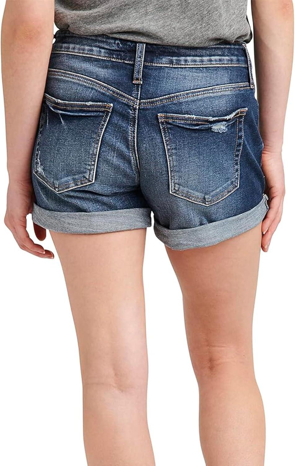 image:imageSilver Jeans Co Womens Boyfriend Mid Rise ShortDark Wash Ecf428