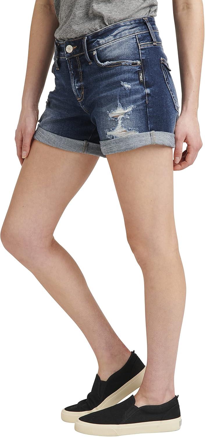 image:imageSilver Jeans Co Womens Boyfriend Mid Rise ShortDark Wash Ecf428