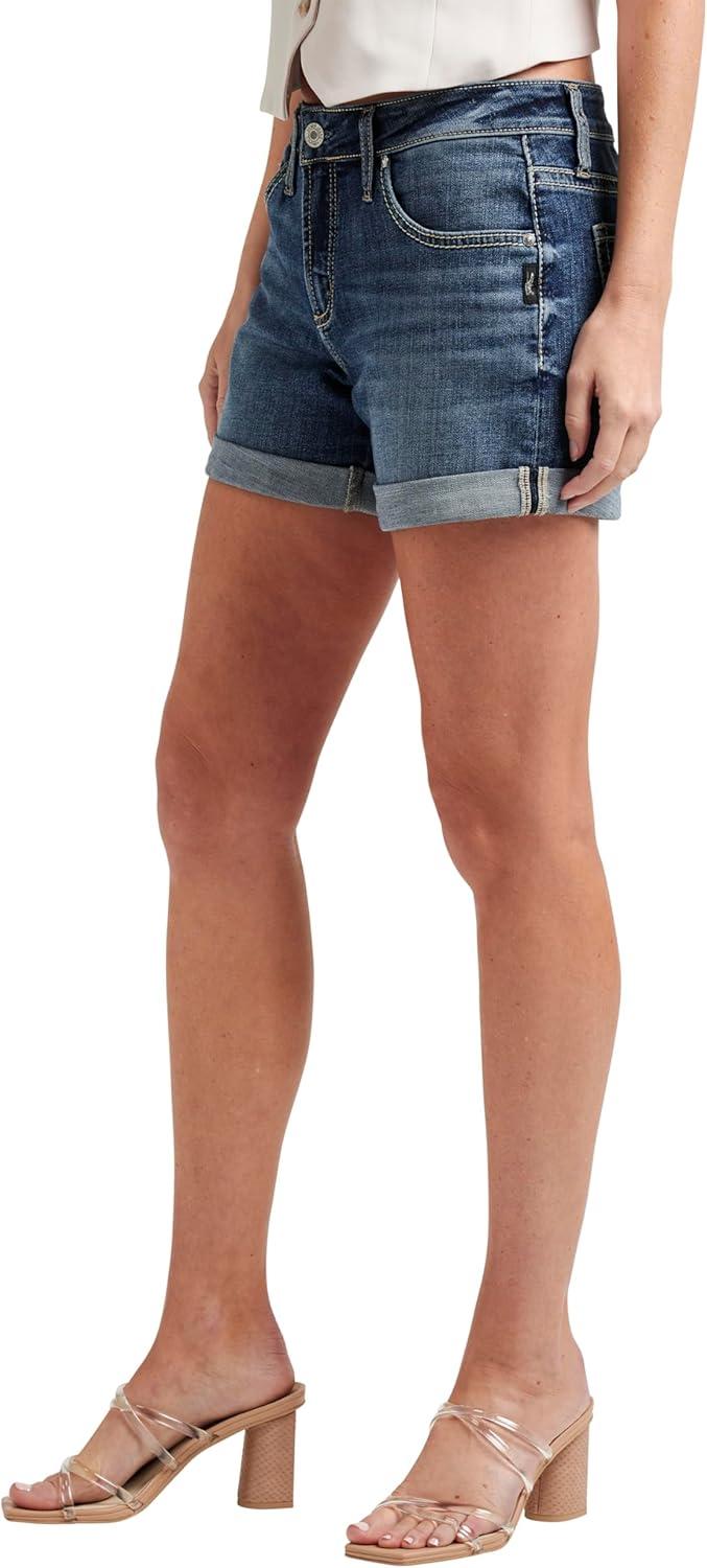 image:imageSilver Jeans Co Womens Boyfriend Mid Rise ShortMed Wash Cvs383