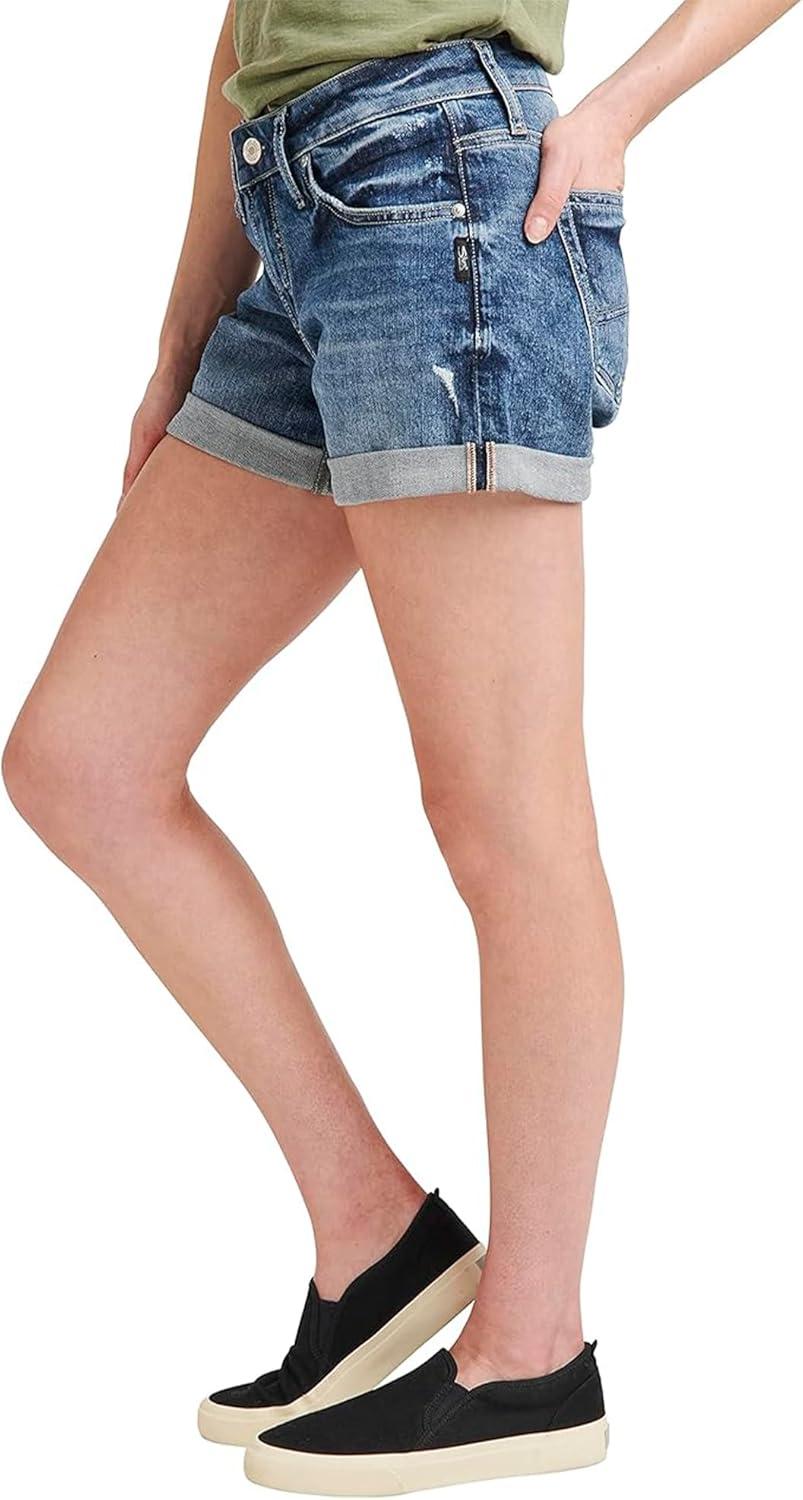 image:imageSilver Jeans Co Womens Boyfriend Mid Rise ShortMed Wash Eaf242