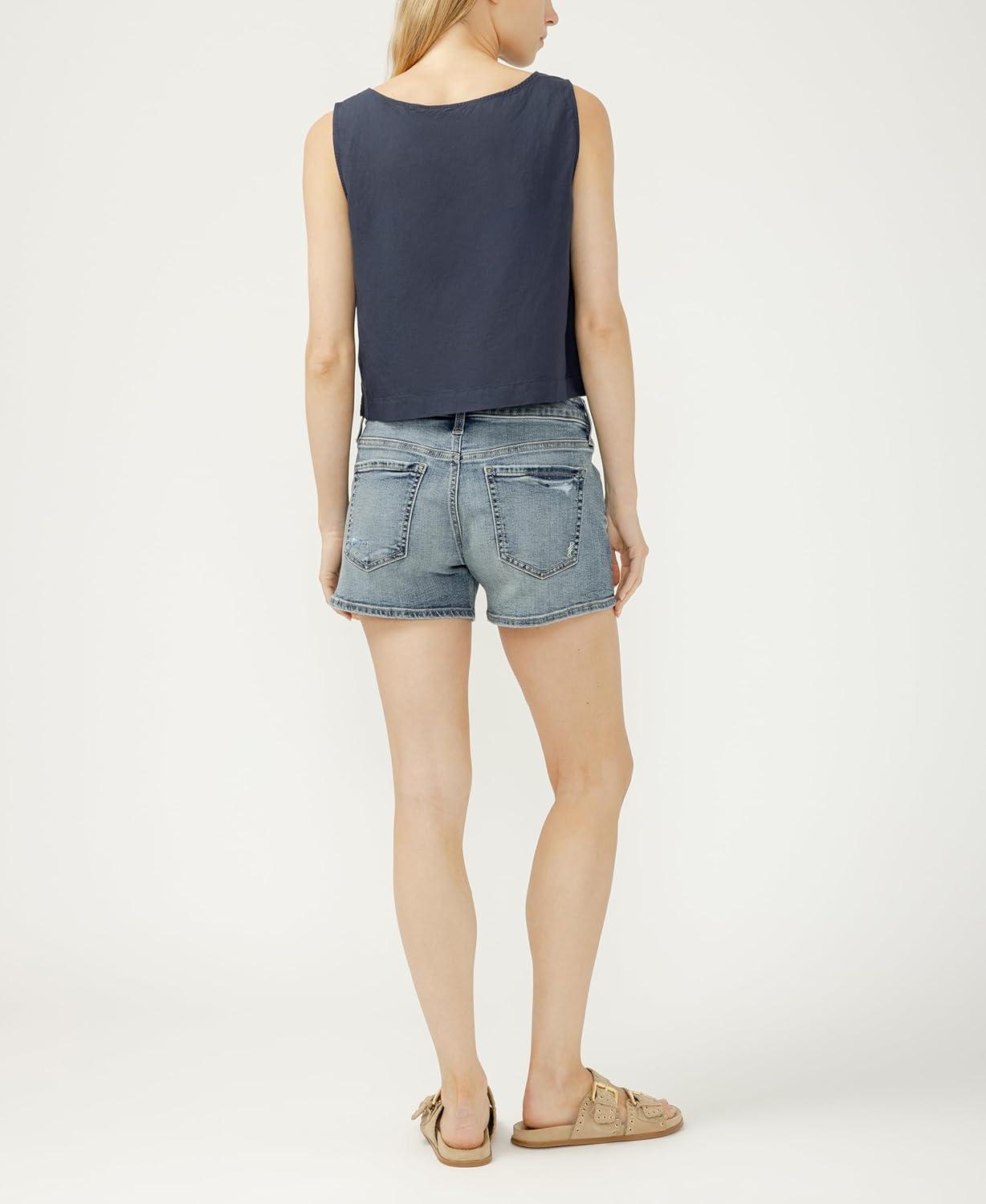 image:imageSilver Jeans Co Womens Boyfriend Mid Rise ShortMed Wash Ecf267