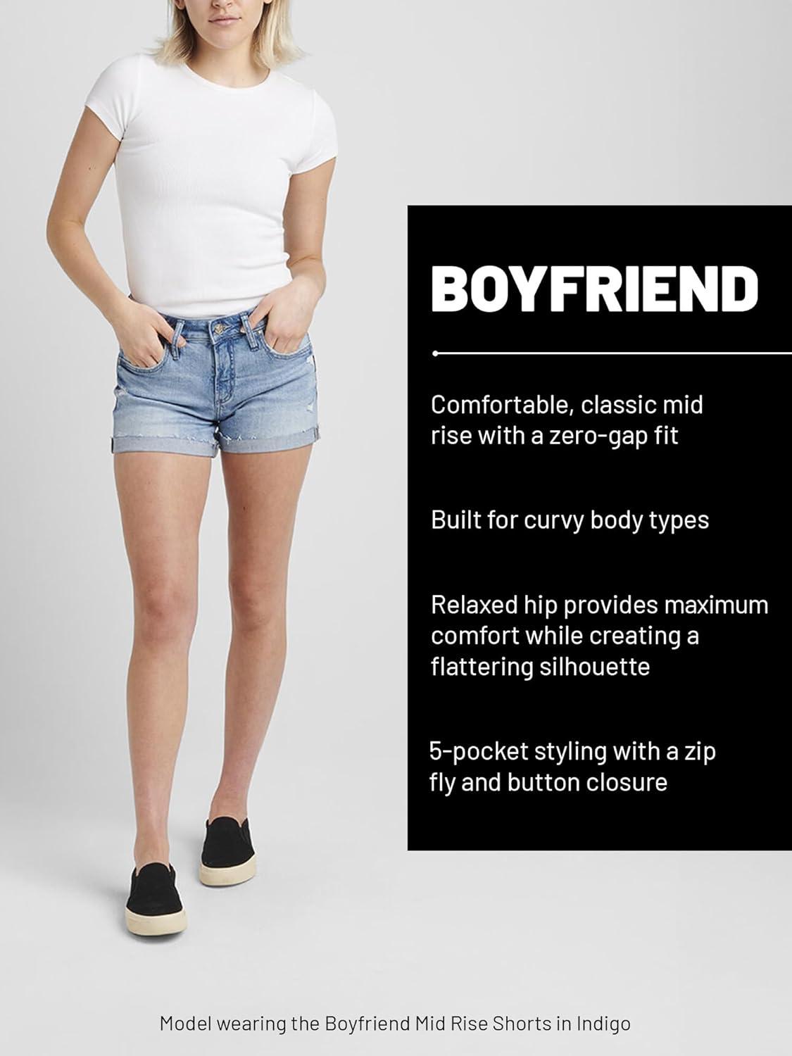 image:imageSilver Jeans Co Womens Boyfriend Mid Rise ShortMed Wash Epx333