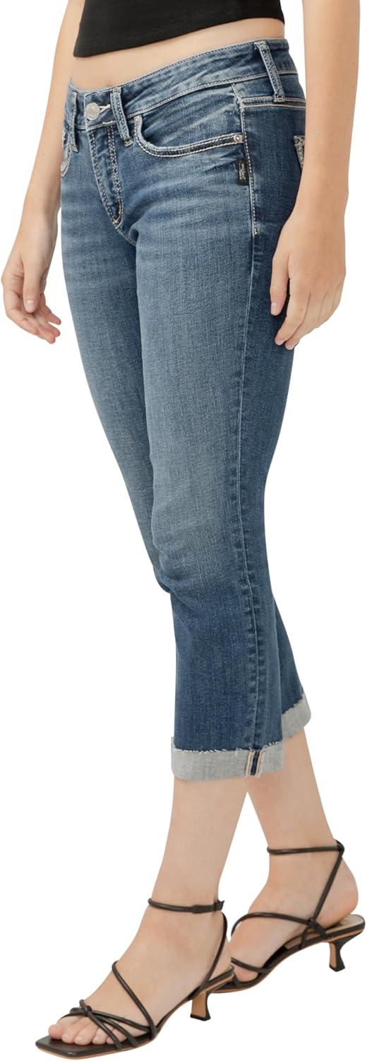 image:imageSilver Jeans Co Womens Britt Low Rise Curvy Fit Capri JeansMed Wash