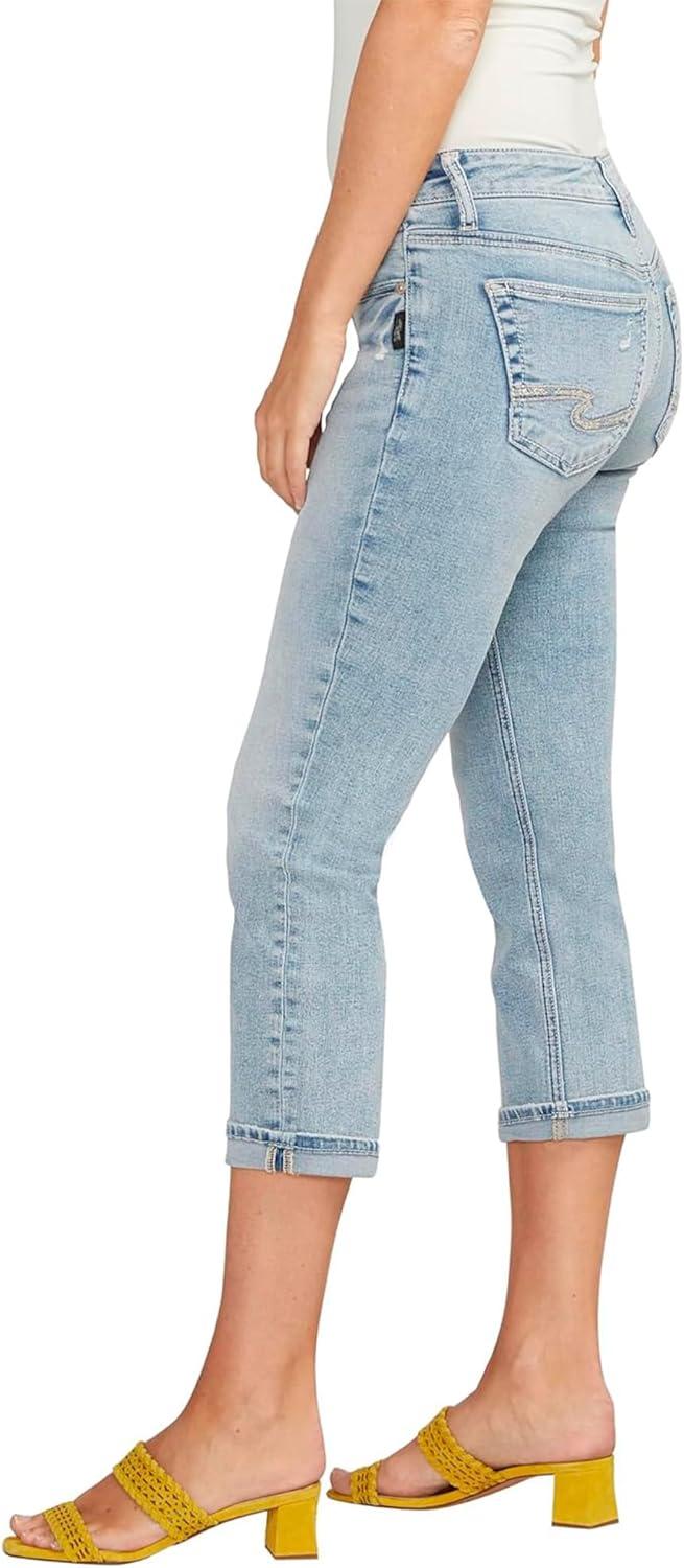 image:imageSilver Jeans Co Womens Britt Low Rise Curvy Fit Capri JeansMed Wash Cvs245