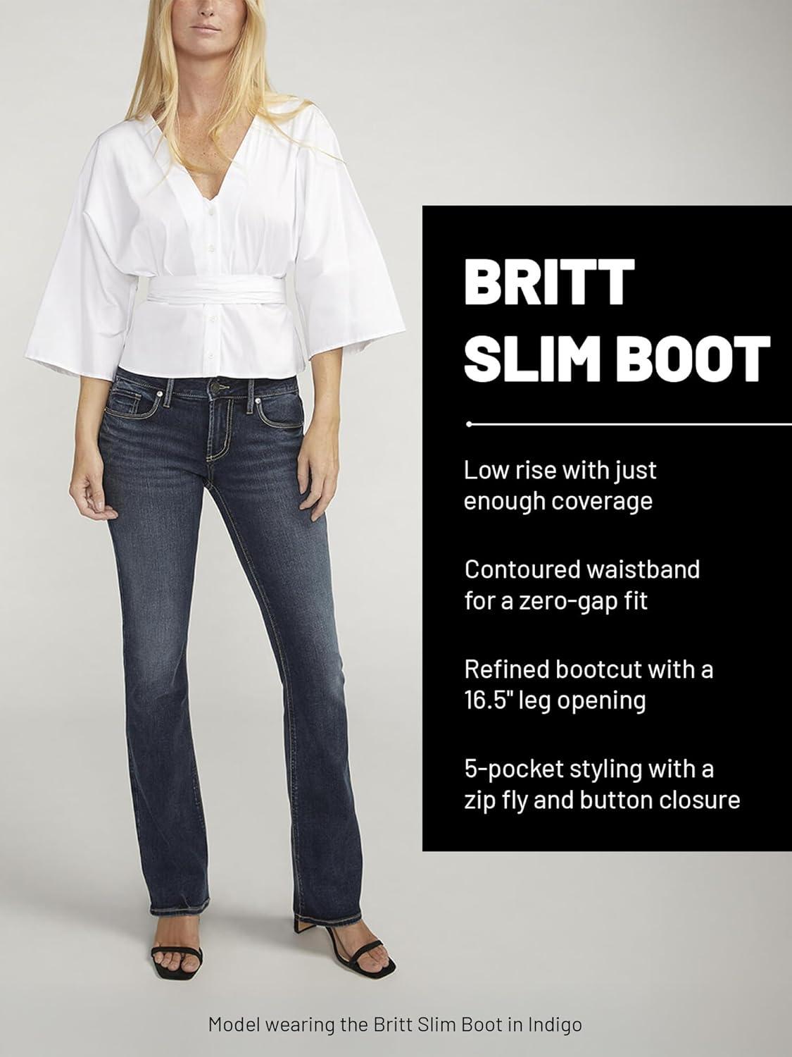 image:imageSilver Jeans Co Womens Britt Low Rise Curvy Fit Slim Bootcut JeansLight Wash