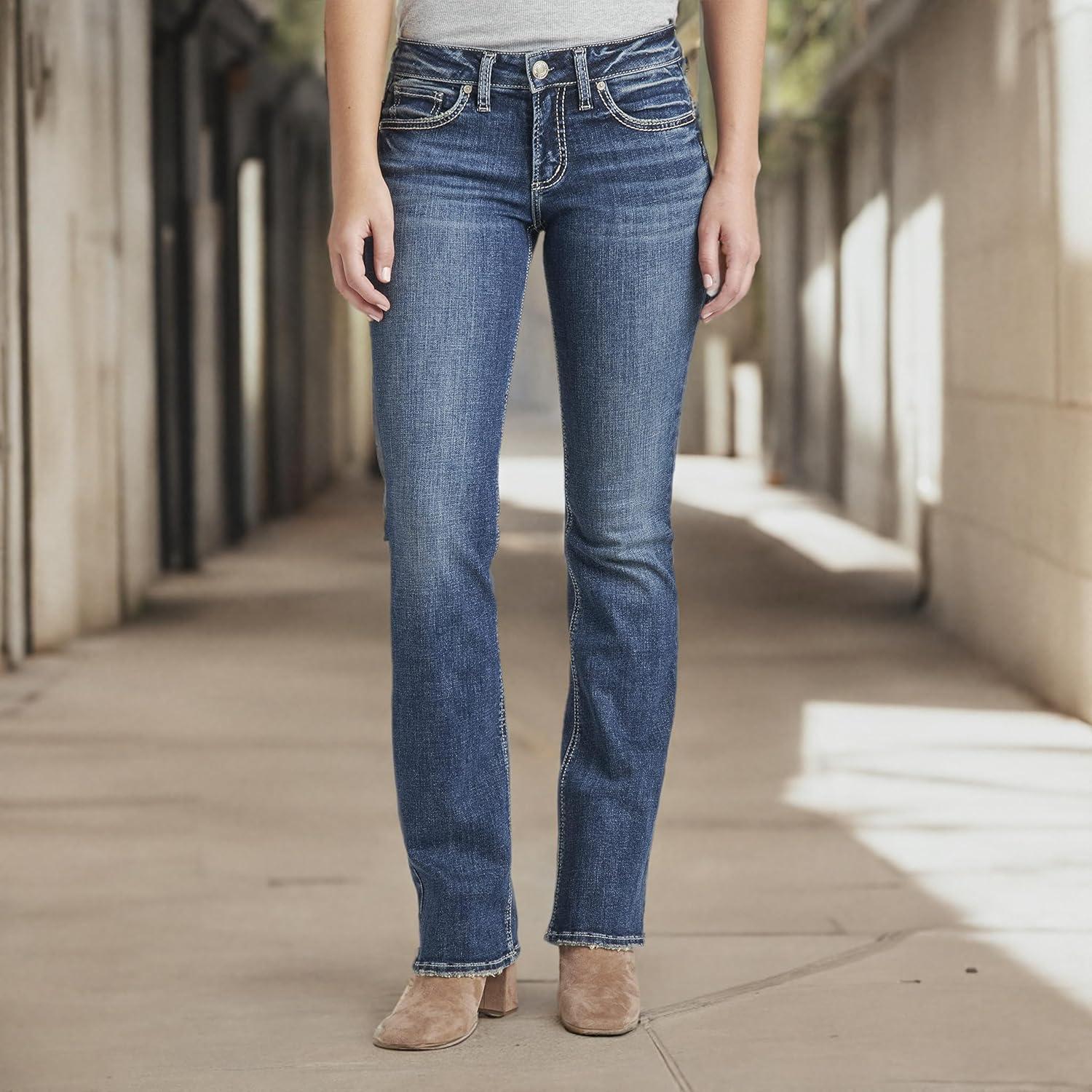 image:imageSilver Jeans Co Womens Britt Low Rise Curvy Fit Slim Bootcut JeansMed Wash Sdk394