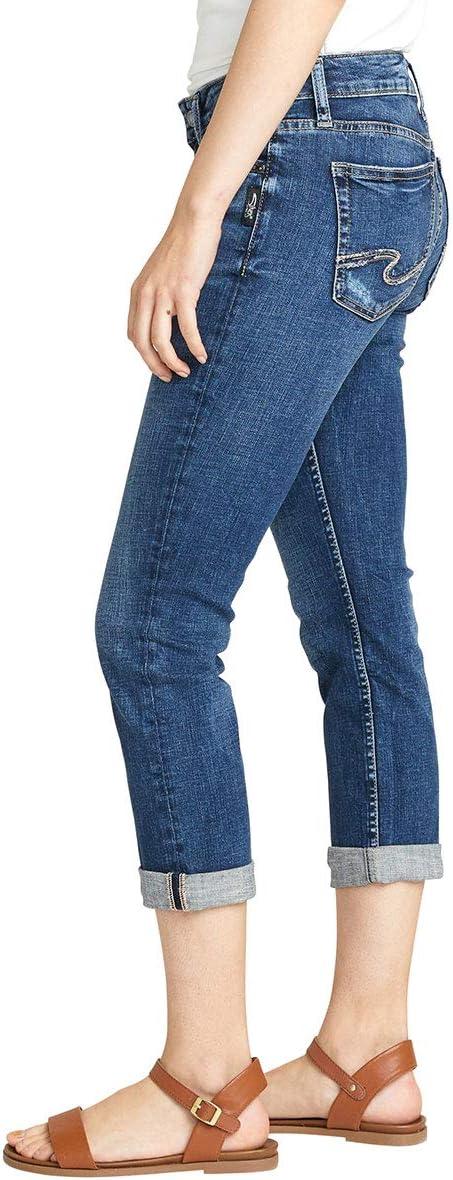 image:imageSilver Jeans Co Womens Elyse Mid Rise CapriDistressed Dark Shade