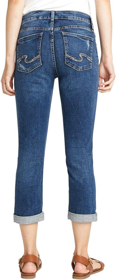 image:imageSilver Jeans Co Womens Elyse Mid Rise CapriDistressed Dark Shade