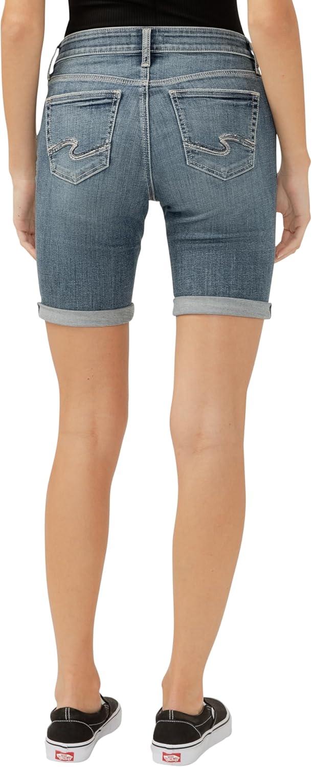 image:imageSilver Jeans Co Womens Elyse Mid Rise Comfort Fit Bermuda ShortLuxe Stretch Indigo
