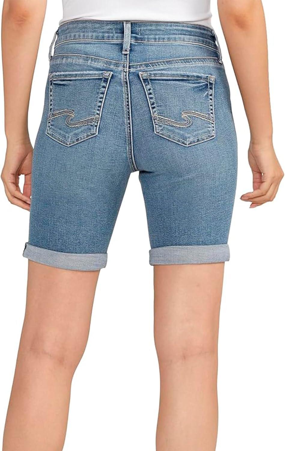 image:imageSilver Jeans Co Womens Elyse Mid Rise Comfort Fit Bermuda ShortMed Wash Cvs255