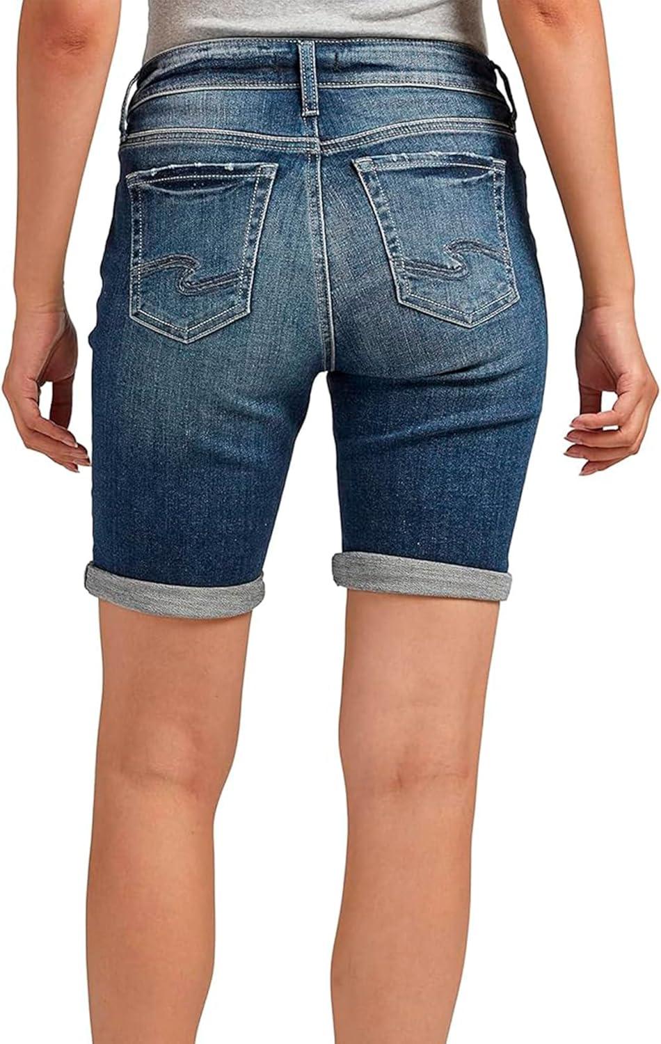 image:imageSilver Jeans Co Womens Elyse Mid Rise Comfort Fit Bermuda ShortMed Wash Eae397