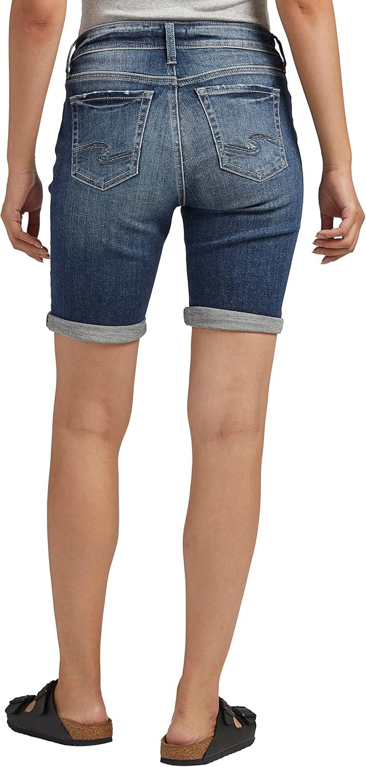 image:imageSilver Jeans Co Womens Elyse Mid Rise Comfort Fit Bermuda ShortMed Wash Eae397