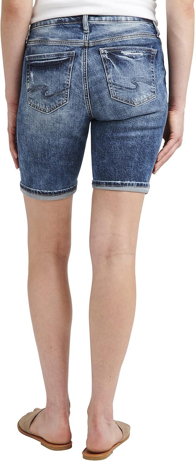 image:imageSilver Jeans Co Womens Elyse Mid Rise Comfort Fit Bermuda ShortMed Wash Eaf237