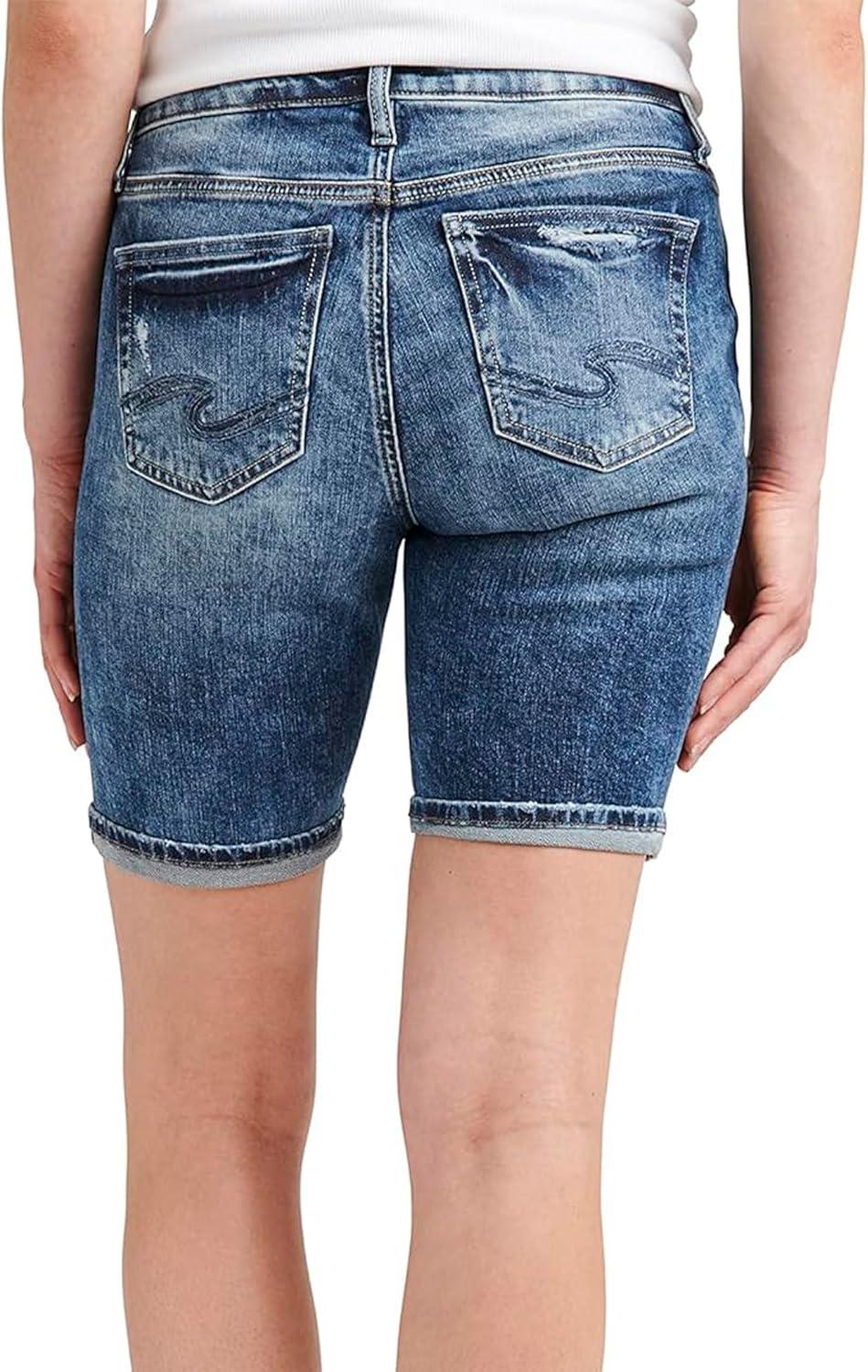 image:imageSilver Jeans Co Womens Elyse Mid Rise Comfort Fit Bermuda ShortMed Wash Eaf237