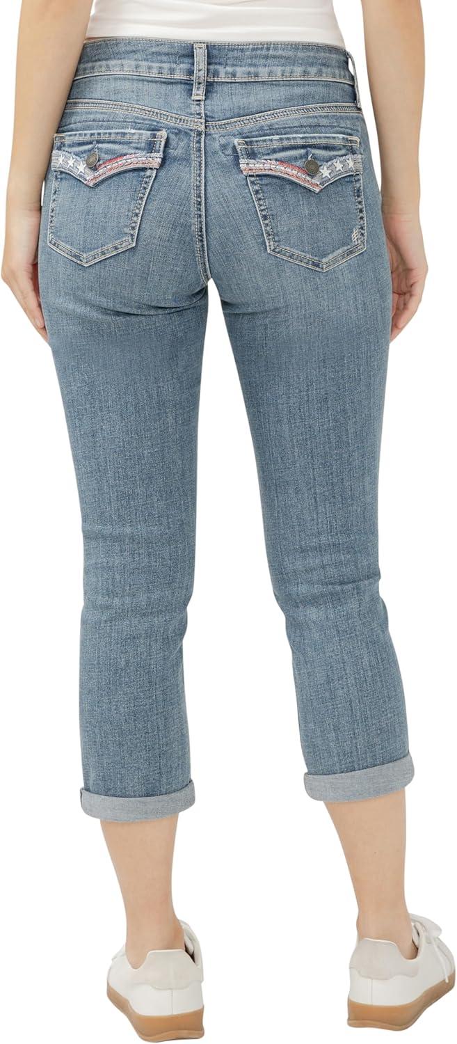 image:imageSilver Jeans Co Womens Elyse Mid Rise Comfort Fit Capri JeansLuxe Stretch Freedom