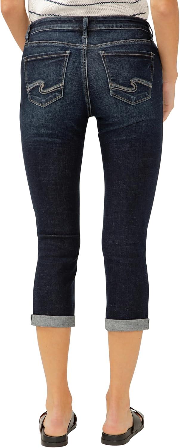 image:imageSilver Jeans Co Womens Elyse Mid Rise Comfort Fit Capri JeansLuxe Stretch Indigo
