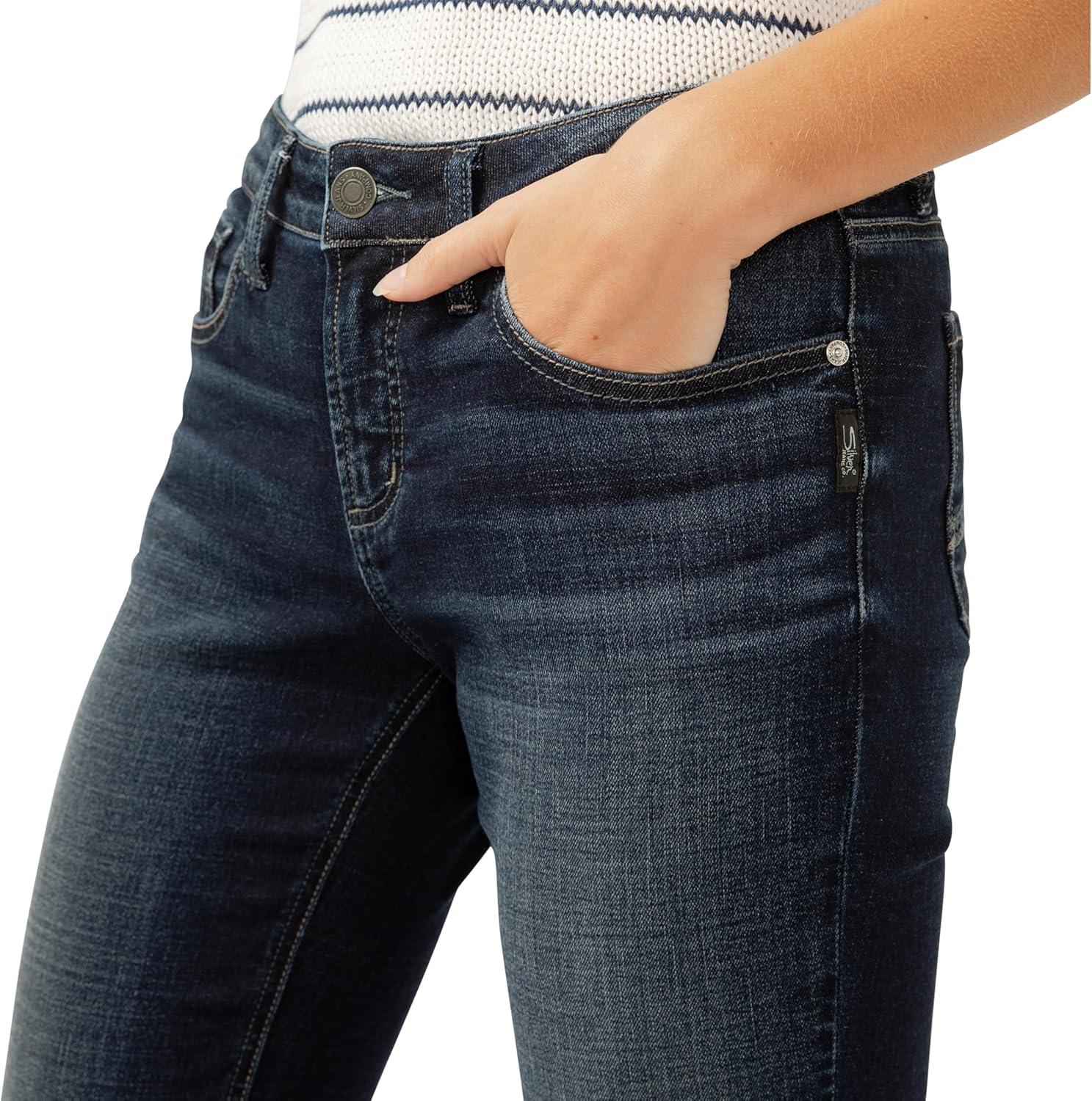 image:imageSilver Jeans Co Womens Elyse Mid Rise Comfort Fit Capri JeansLuxe Stretch Indigo