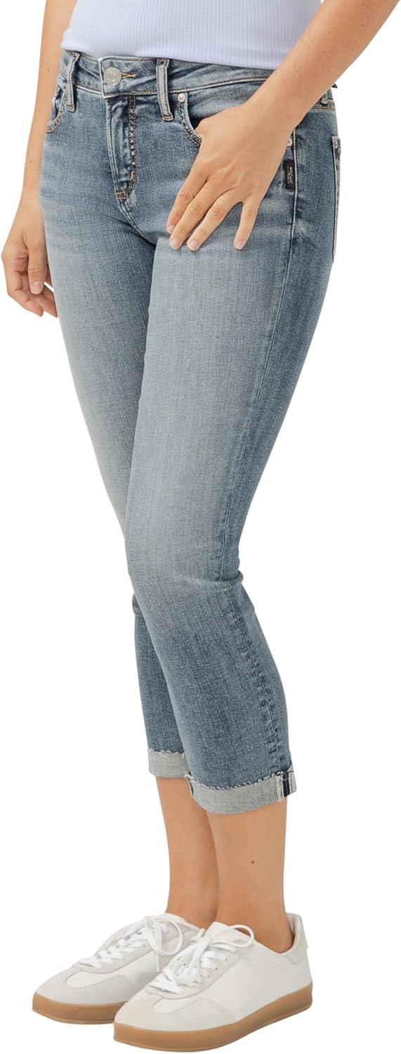 image:imageSilver Jeans Co Womens Elyse Mid Rise Comfort Fit Capri JeansMed Wash