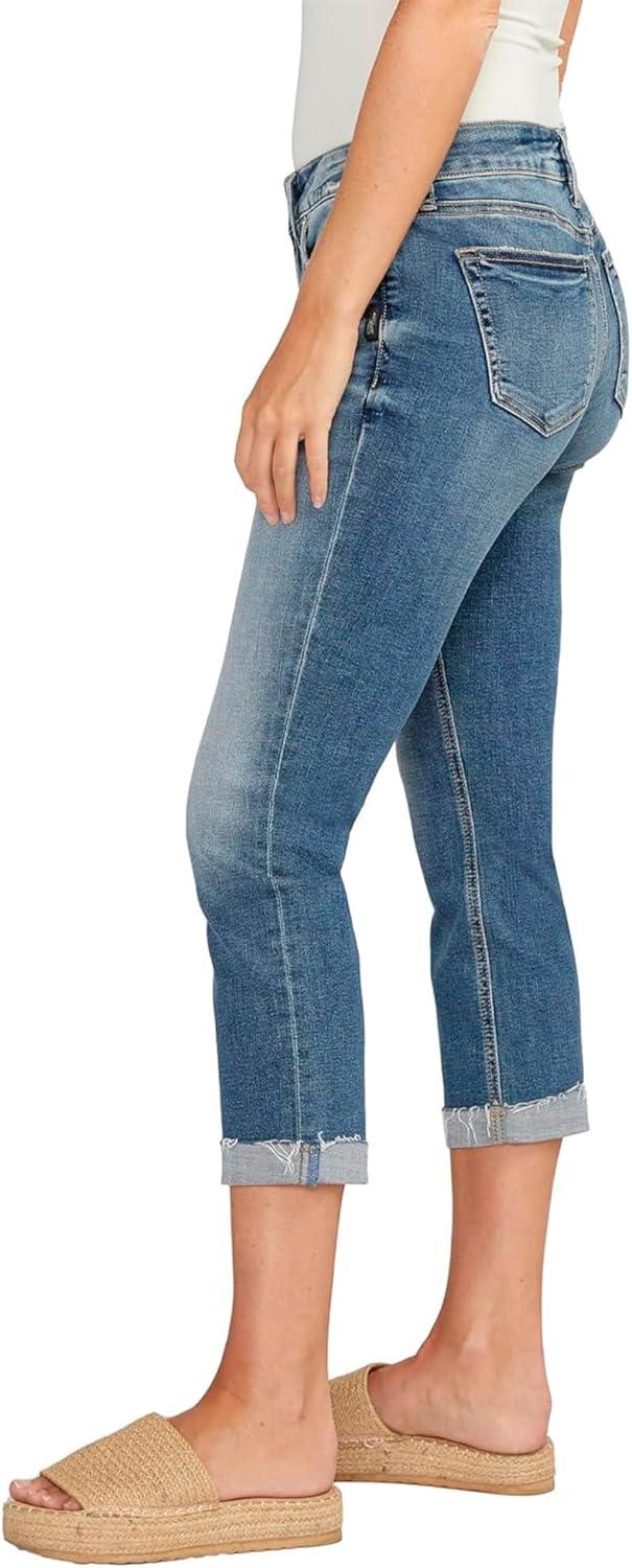 image:imageSilver Jeans Co Womens Elyse Mid Rise Comfort Fit Capri JeansMed Wash Cvs216