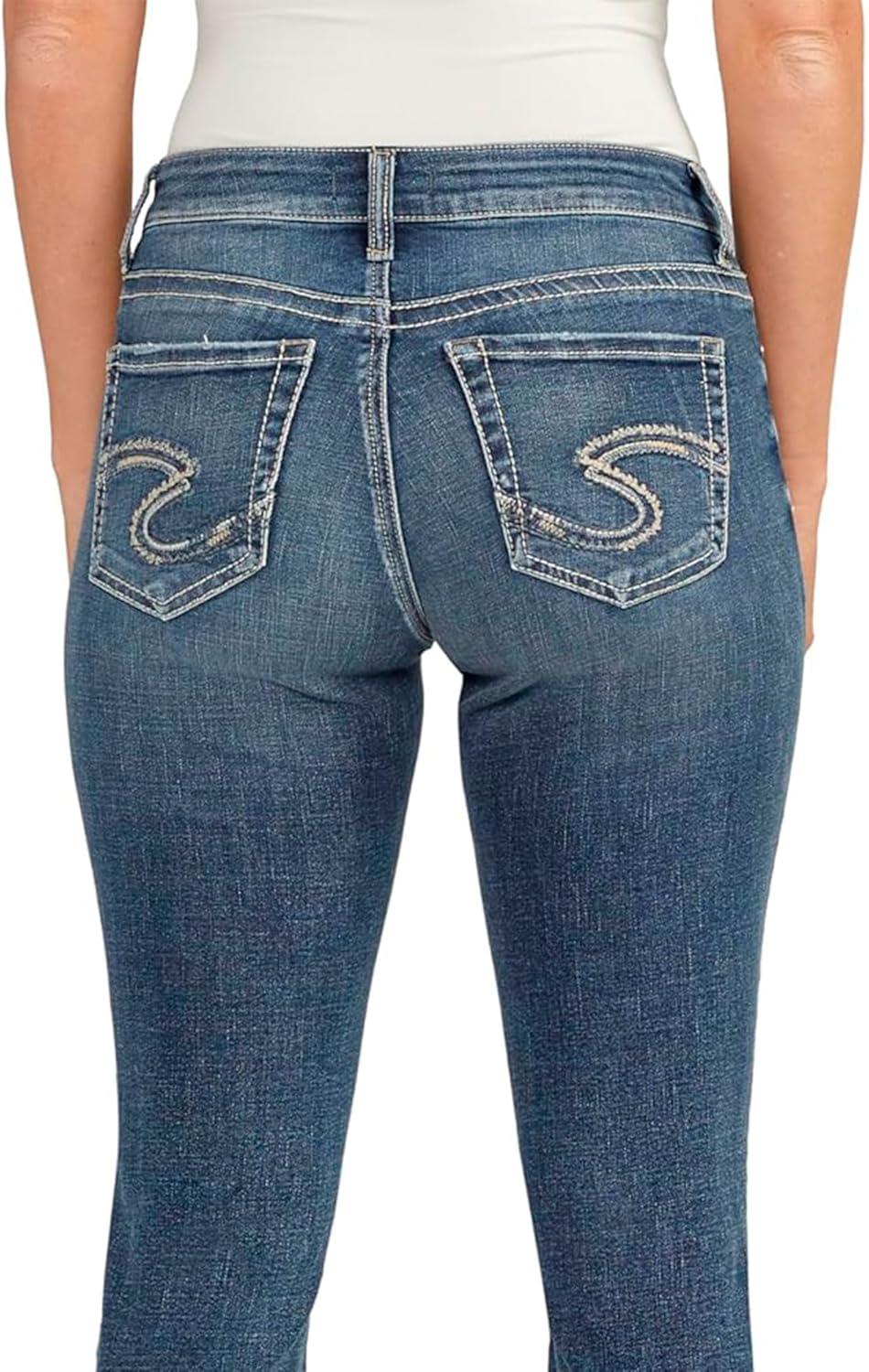 image:imageSilver Jeans Co Womens Elyse Mid Rise Comfort Fit Capri JeansMed Wash Cvs383