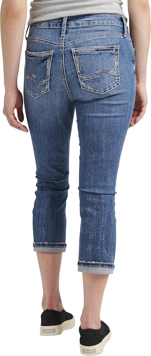 image:imageSilver Jeans Co Womens Elyse Mid Rise Comfort Fit Capri JeansMed Wash Egx290