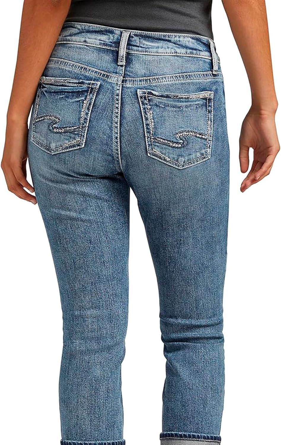 image:imageSilver Jeans Co Womens Elyse Mid Rise Comfort Fit Capri JeansMed Wash Soc248