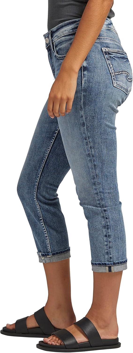 image:imageSilver Jeans Co Womens Elyse Mid Rise Comfort Fit Capri JeansMed Wash Soc248