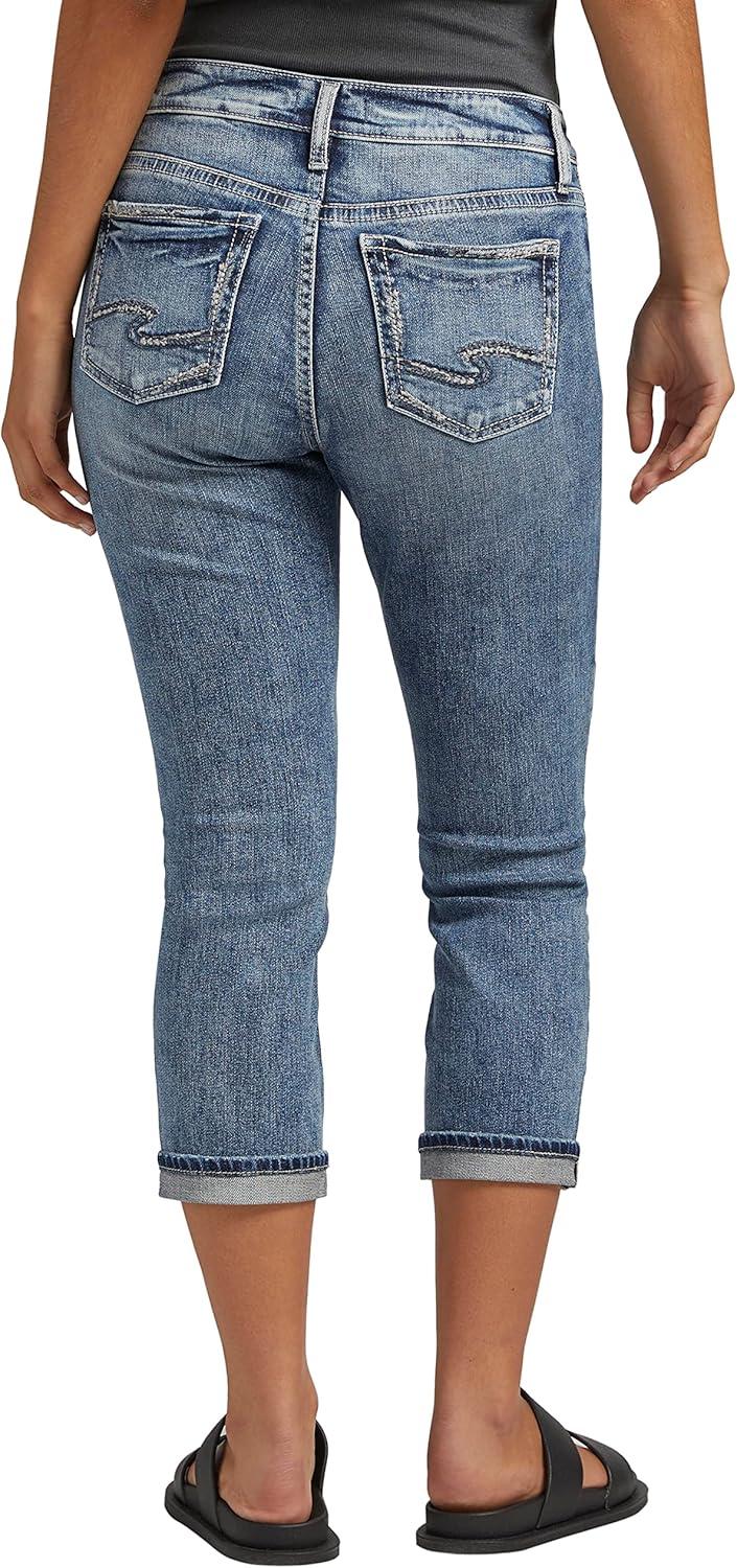 image:imageSilver Jeans Co Womens Elyse Mid Rise Comfort Fit Capri JeansMed Wash Soc248