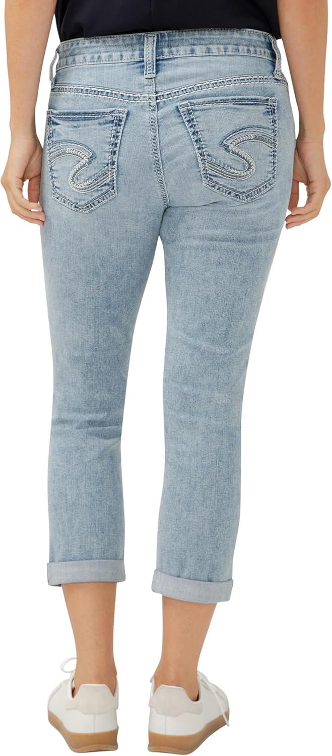 image:imageSilver Jeans Co Womens Elyse Mid Rise Comfort Fit Capri JeansMid Indigo