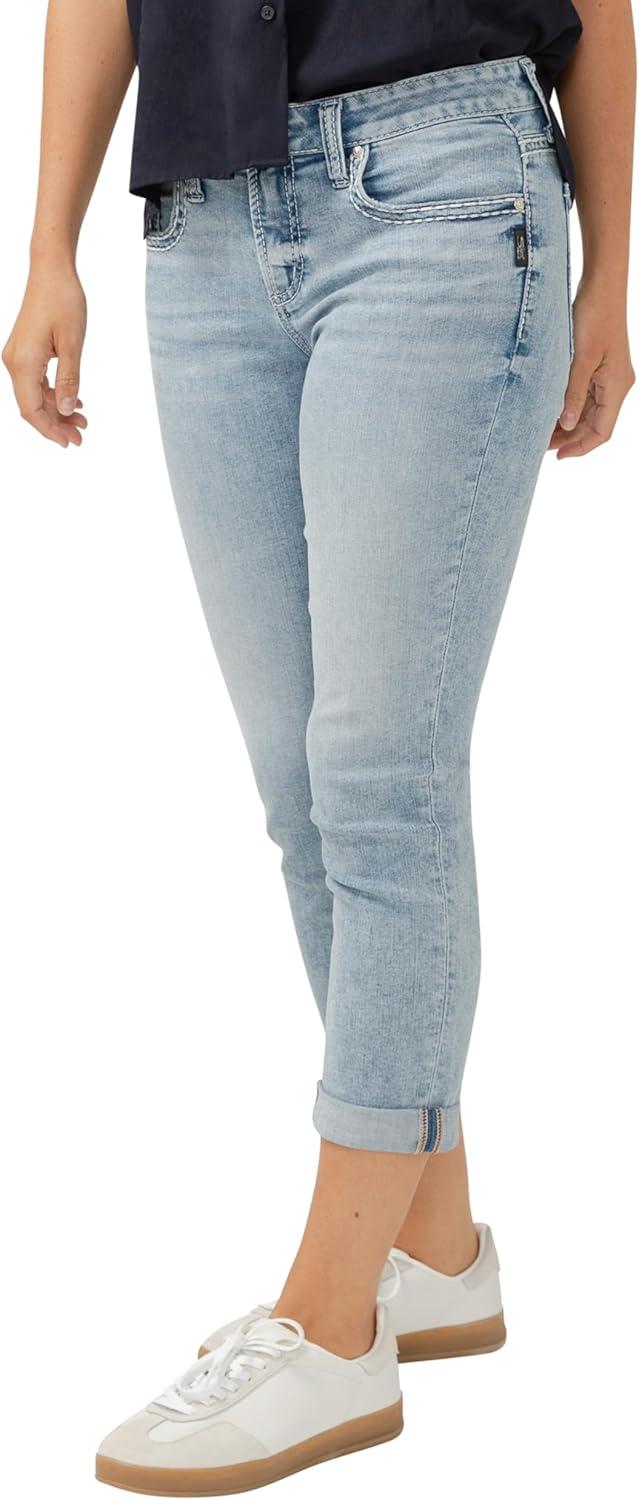 image:imageSilver Jeans Co Womens Elyse Mid Rise Comfort Fit Capri JeansMid Indigo
