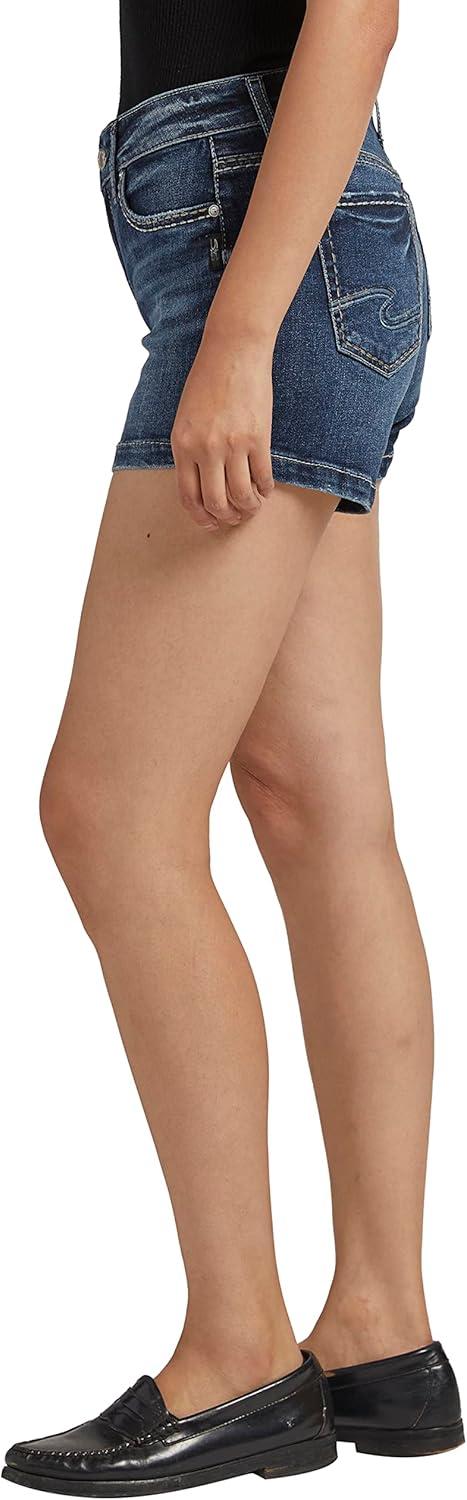 image:imageSilver Jeans Co Womens Elyse Mid Rise Comfort Fit ShortDark Wash Eae464