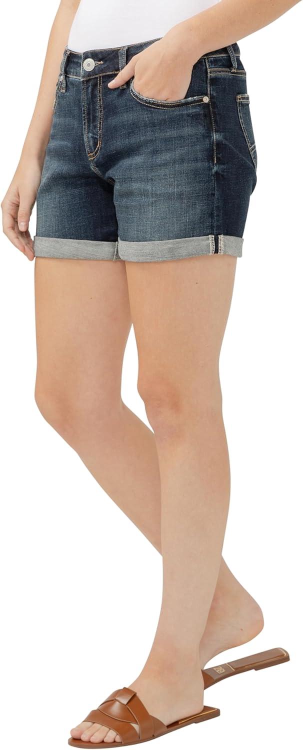 image:imageSilver Jeans Co Womens Elyse Mid Rise Comfort Fit ShortLuxe Stretch Dark Indigo