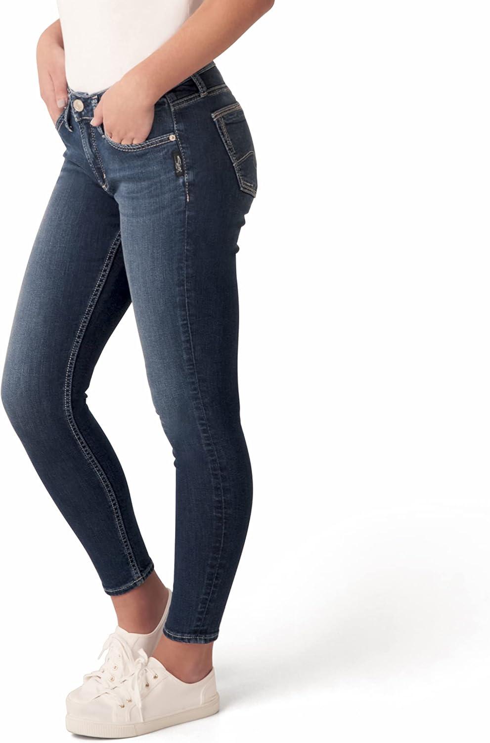 image:imageSilver Jeans Co Womens Elyse Mid Rise Comfort Fit Skinny JeansDark Power Stretch