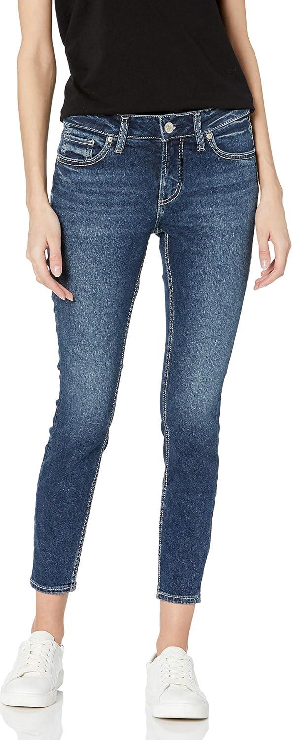 image:imageSilver Jeans Co Womens Elyse Mid Rise Comfort Fit Skinny JeansDark Power Stretch