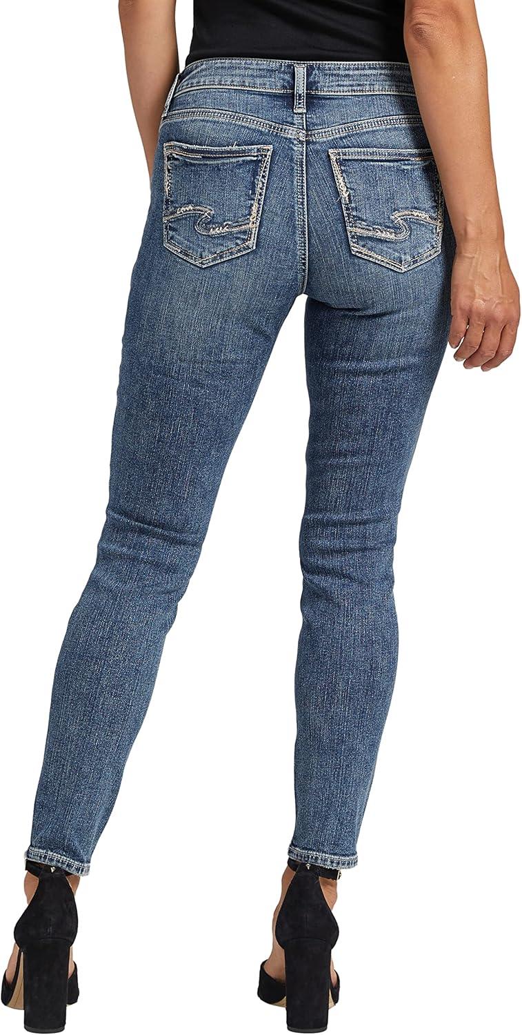 image:imageSilver Jeans Co Womens Elyse Mid Rise Comfort Fit Skinny JeansDark Wash Eae311