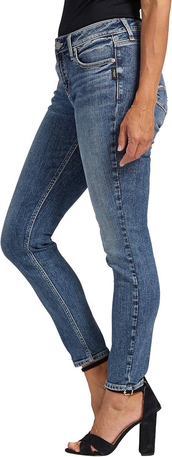 image:imageSilver Jeans Co Womens Elyse Mid Rise Comfort Fit Skinny JeansDark Wash Eae311