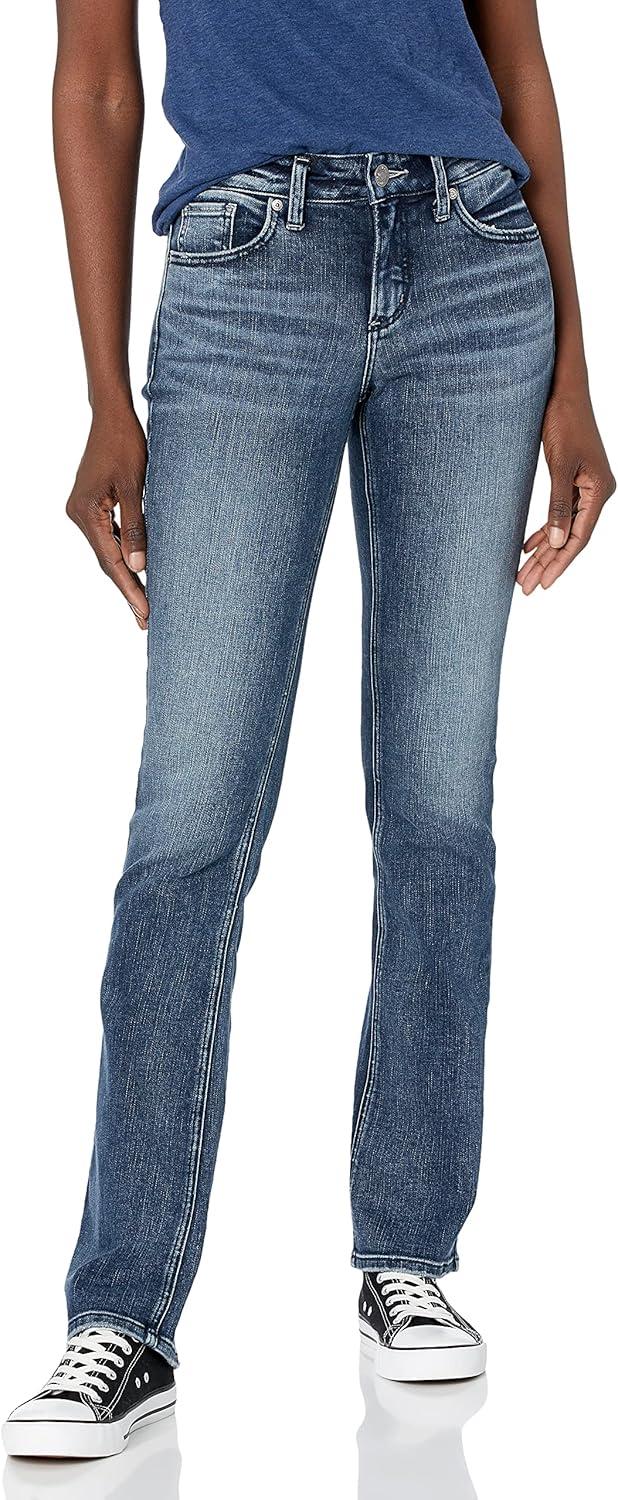 image:imageSilver Jeans Co Womens Elyse Mid Rise Comfort Fit Slim Bootcut Jeans LegacyFaded Dark Indigo