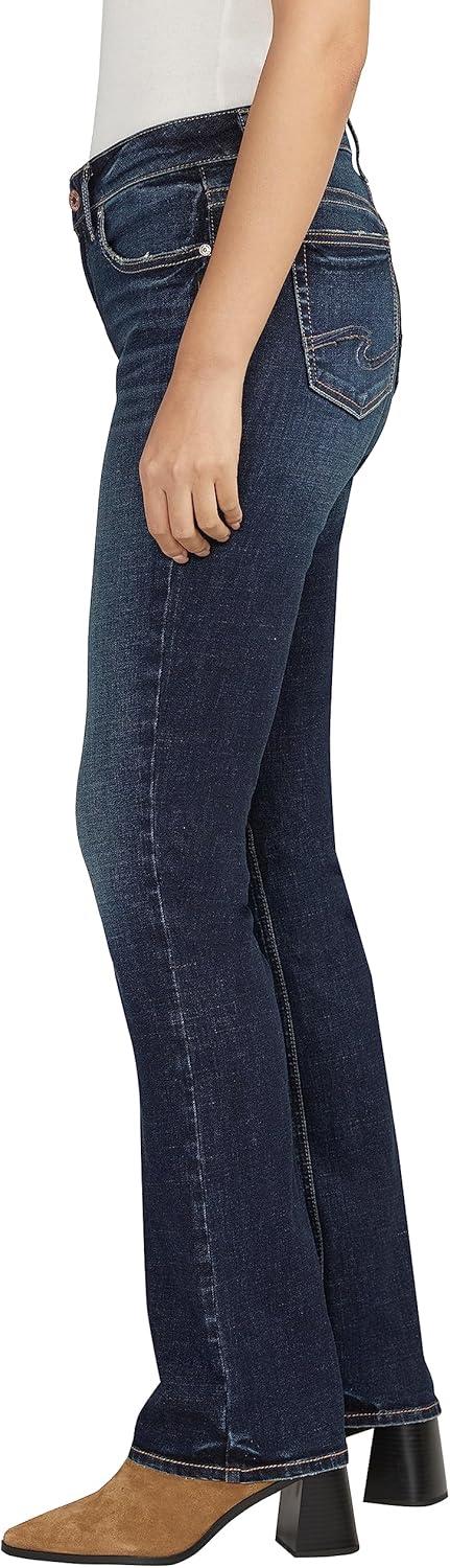 image:imageSilver Jeans Co Womens Elyse Mid Rise Comfort Fit Slim Bootcut JeansDark Wash Ecf486