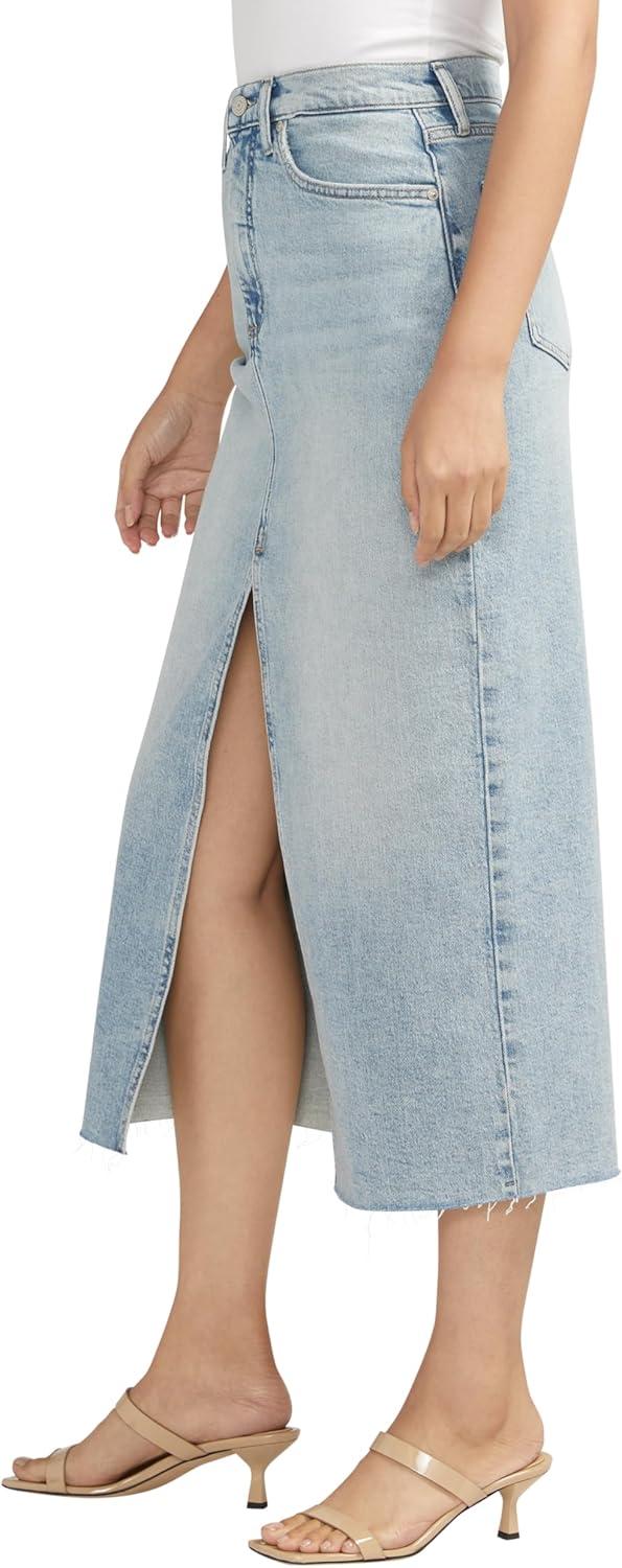 image:imageSilver Jeans Co Womens FrontSlit Jean Skirt Indigo