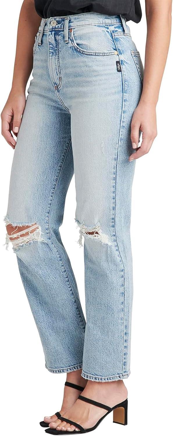 image:imageSilver Jeans Co Womens Highly Desirable High Rise Straight Leg JeansMed Wash Rcs286