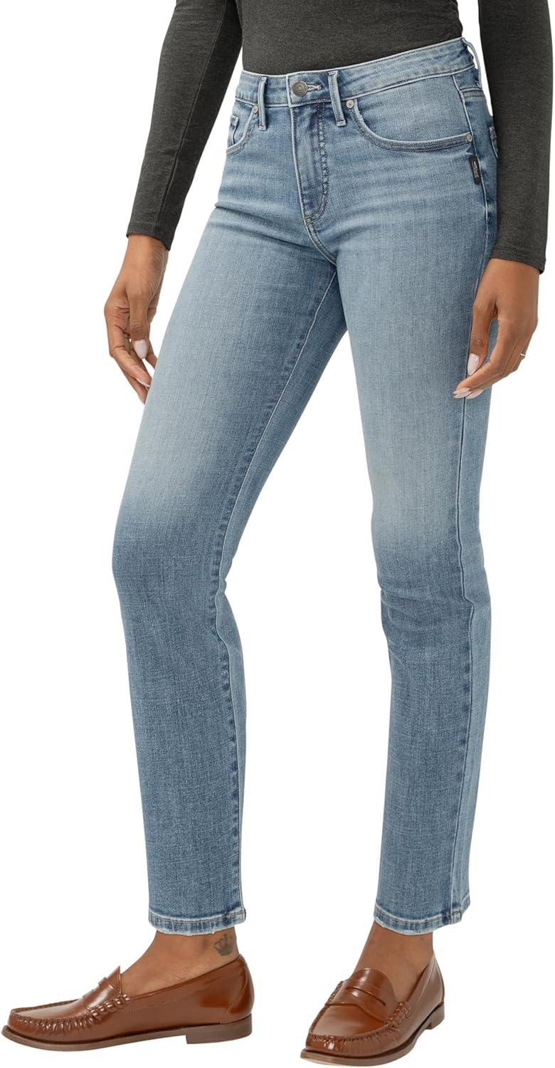 image:imageSilver Jeans Co Womens Isbister High Rise Straight Leg JeansLuxe Stretch Stevie