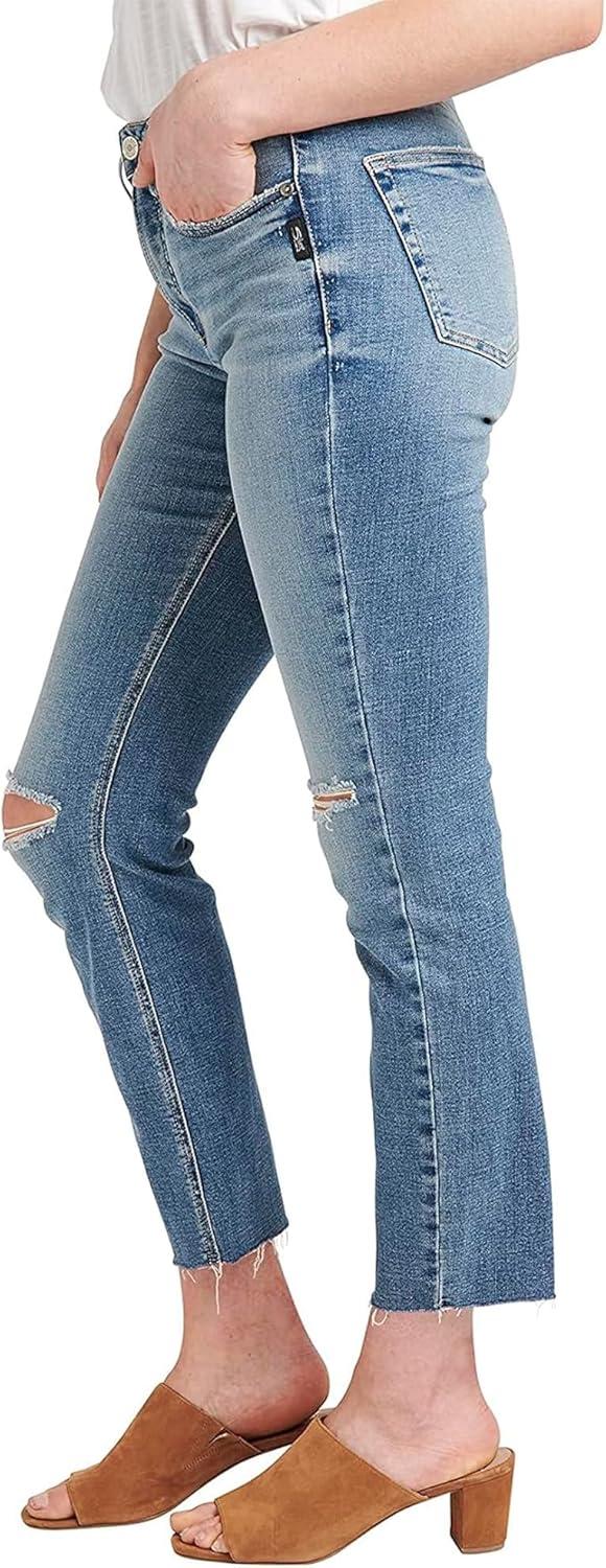 image:imageSilver Jeans Co Womens Most Wanted Mid Rise Straight Crop JeansMed Wash Ecf254
