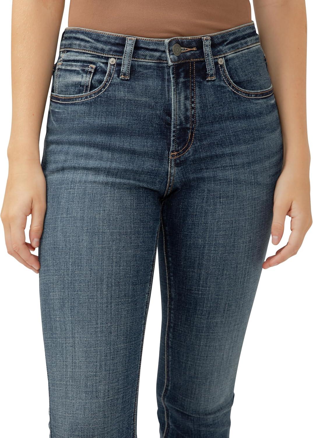 image:imageSilver Jeans Co Womens Most Wanted Mid Rise Straight Leg Crop JeansDark Indigo Cropped