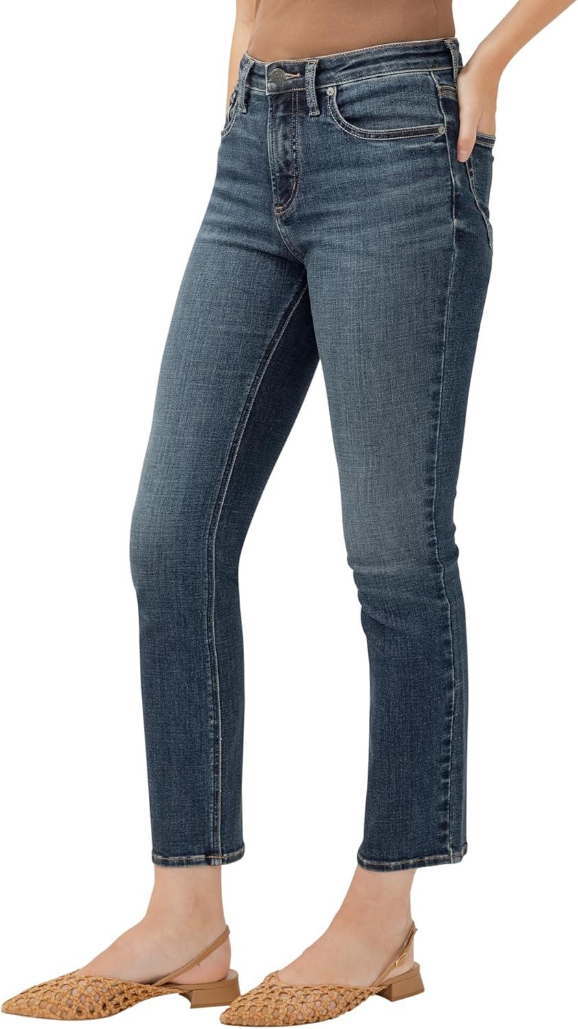 image:imageSilver Jeans Co Womens Most Wanted Mid Rise Straight Leg Crop JeansDark Indigo Cropped