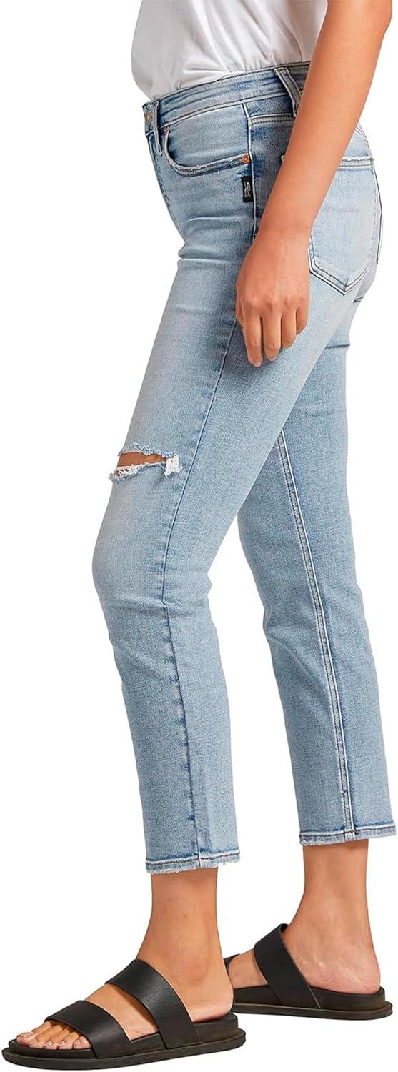 image:imageSilver Jeans Co Womens Most Wanted Mid Rise Straight Leg Crop JeansLight Wash Ecf139